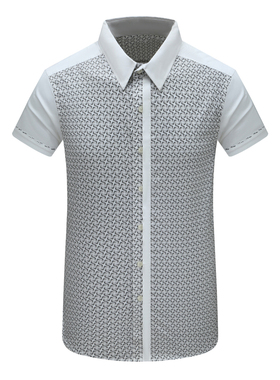 MY278美尔男夏季短袖衬衫 莱赛尔休闲商务上衣 黑白色 时尚都市