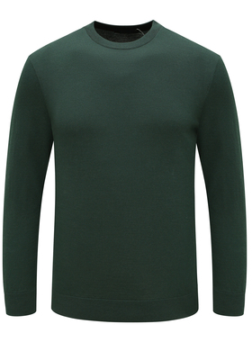 KN2康L尼L男式羊毛衫舒适有弹力 羊毛休闲圆领套头毛衣 绿色