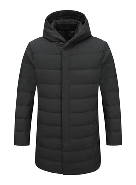 H1246冬季男式羽绒服 白鸭绒商务休闲保暖防风外套 黑色