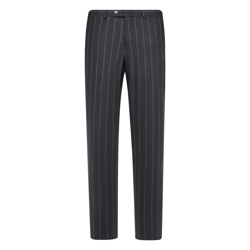 Y1560路春秋男式西裤 绵羊毛中腰修身商务休闲长裤 黑色弹力