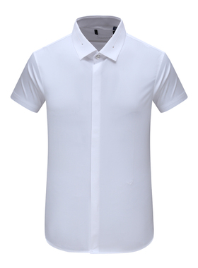 F3450鸟夏季男式短袖衬衫 百搭商务休闲上衣 白色弹力