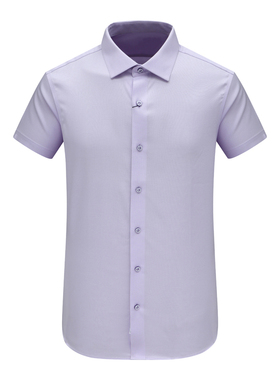 F3589恺夏季男式短袖衬衫 棉百搭商务休闲上衣 淡紫色免烫