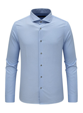 KN45康L尼L男春秋长袖衬衫 棉百搭商务休闲上衣免烫 浅蓝色