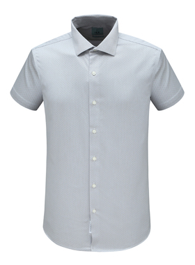 F3651恺夏季男式短袖衬衫 棉百搭商务休闲上衣 灰色免烫