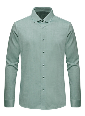 F3676恺春秋男式长袖衬衫 棉百搭商务休闲上衣免烫 绿色