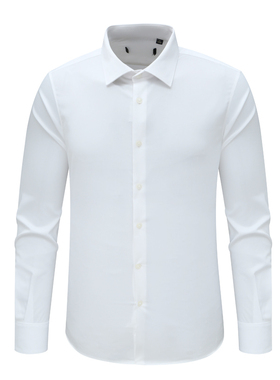 F3809鸟春秋男式长袖衬衫 百搭商务休闲上衣免烫 白色弹力