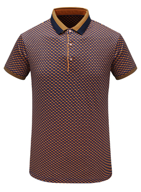 MY207美尔男式夏季短袖T恤 棉翻领套头休闲商务上衣 橙色