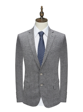 AS161奥春秋男式西服 经典无开衩商务西装外套灰色 时尚都市