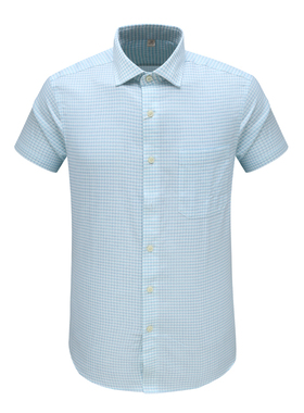 MY292美尔男夏季短袖衬衫 莱赛尔休闲商务上衣 蓝白色 时尚都市