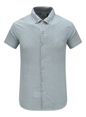 F3986亨利夏季男式短袖衬衫 棉韩国面料百搭商务休闲上衣 浅绿色