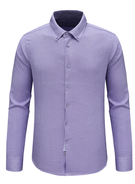 F3570恺春秋男式长袖衬衫 棉百搭商务休闲上衣免烫 紫色