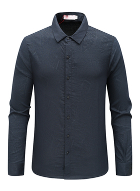 AB1514邦纳男春秋长袖衬衫 棉休闲商务上衣 深蓝色 时尚都市