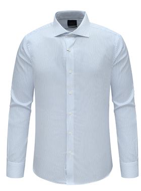 F3629恺春秋男式长袖衬衫 棉200`S百搭商务休闲上衣免烫 浅蓝色