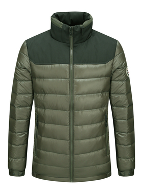 H1239卡迪男式羽绒服 鸭绒商务休闲保暖防风外套 绿色