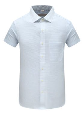 MY289美尔男夏季短袖衬衫 棉休闲商务上衣 白色蓝点 时尚都市