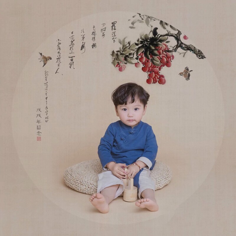 影楼儿童摄影中国风汉服古装连体衣男宝宝唐装表演和尚服长袖春秋