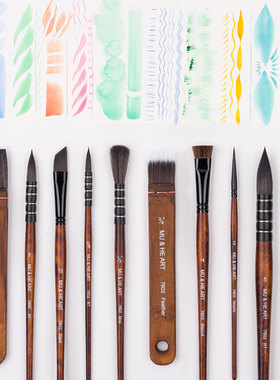 手绘墙绘水彩笔绘画丙烯灰鼠毛色高档尼龙毛画笔套装带包760210支