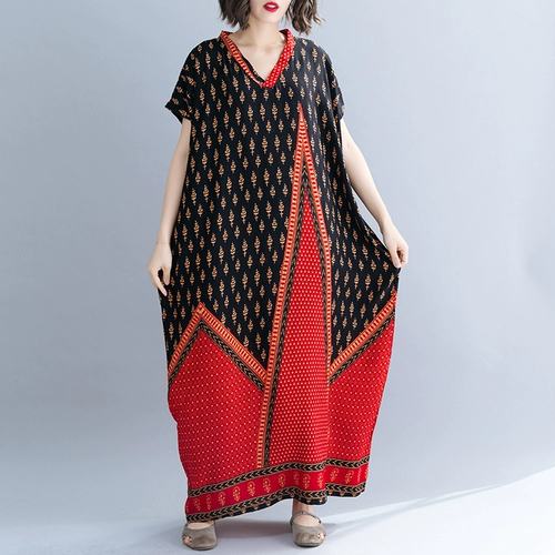 Летний воротник, платье, юбка, оверсайз, большой размер, V-образный вырез