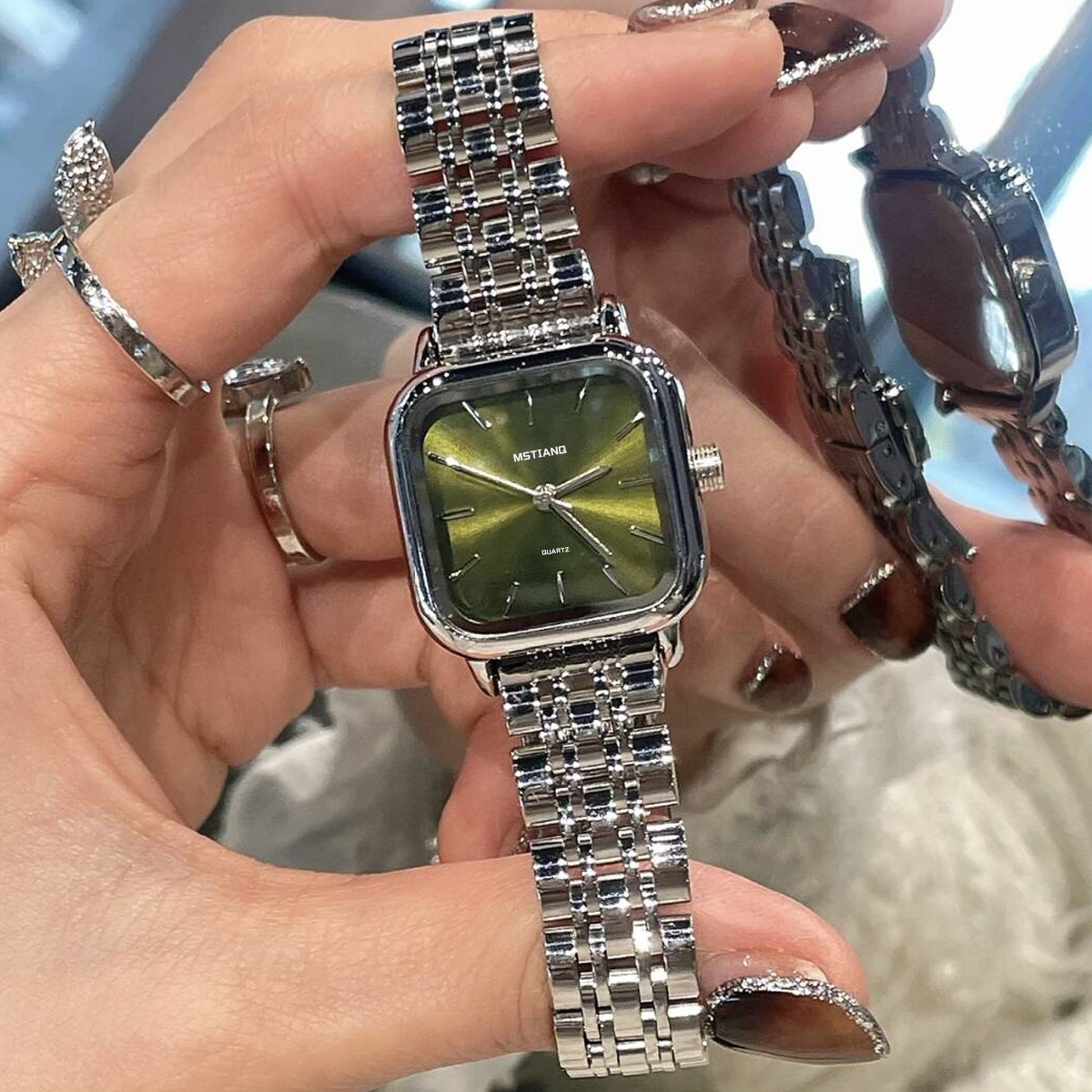 IEKE手表女款韩系轻奢小众设计高级感薰衣紫简约气质精致方形女表