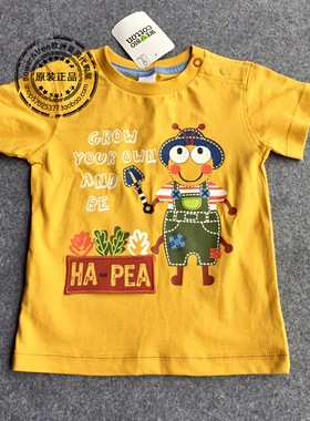 国内现货】德国正品C家男女童宝宝夏有机纯棉黄色短袖T恤