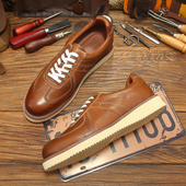 休闲大头皮鞋 冬季 真皮潮流英伦风复古低帮马丁靴 鞋 男韩版 新款 工装