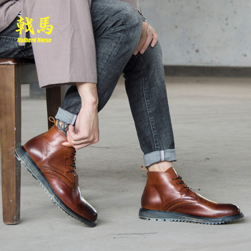 2019 new pattern Riding boots Men boots Korean Edition Trend Versatile British style Help Bootie High-top shoes Bootsin the Men's Shoes, Boots  category - from Buy2taobao.com to provide professional Taobao agent buy service