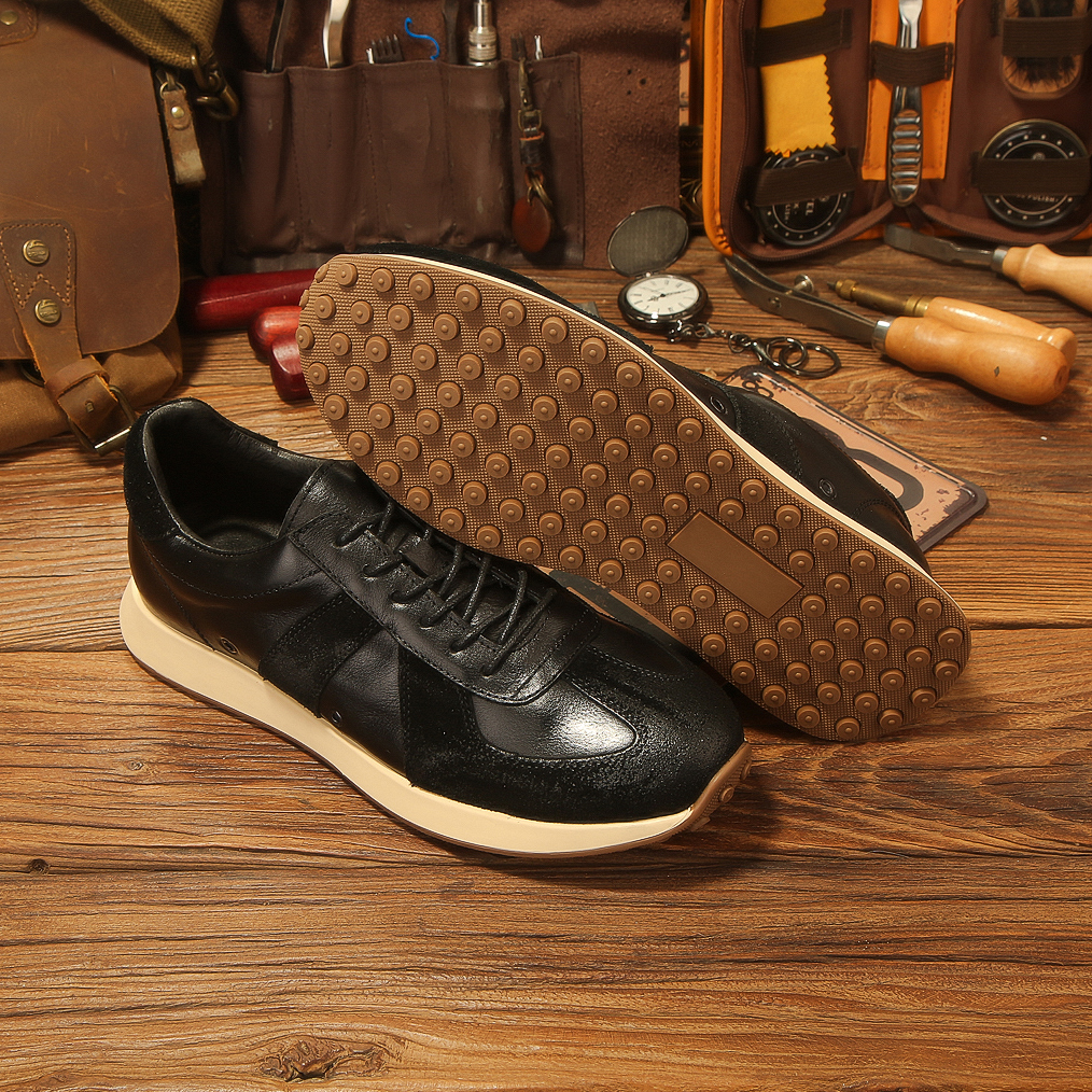 马皮2025冬季新款真皮板鞋男韩版德训鞋休闲阿甘鞋英伦复古皮鞋潮