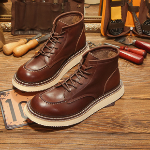 靴 2025夏季 新款 马丁靴男高帮加绒英伦风复古真皮皮鞋 休闲潮流工装