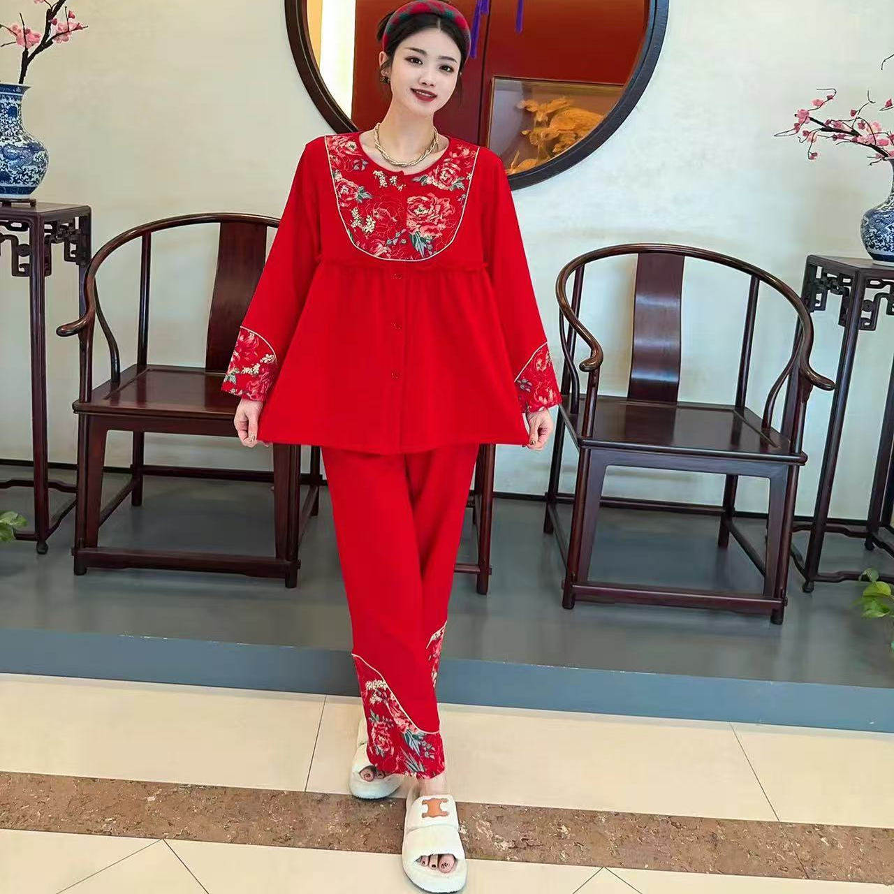 喜庆红马年睡衣女送妈妈本命年