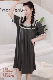 宫廷风公主睡裙四季薄款冬天供热莫代尔睡衣短袖中裙大码家居服夏