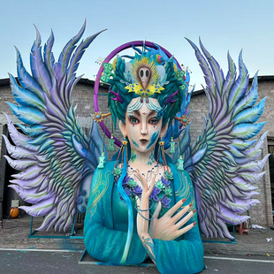 大型山水女神非遗花灯春节景区夜游彩灯中式定制文旅灯展户外摆件