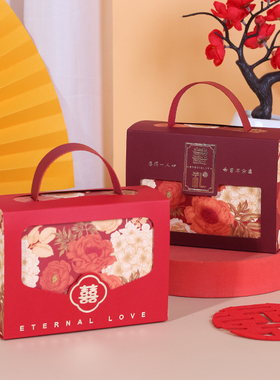 结婚喜糖礼盒成品含糖婚礼手提盒子搭配好婚糖高级混合巧克力中式