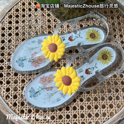 Lyn around#泰国正品凉鞋度假拖鞋花朵女鞋舒适夹趾凉鞋lynaround