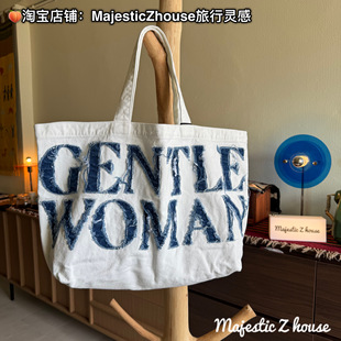 泰国官方正品GENTLEWOMAN#牛仔托特包白色蓝色GW DENIM TOTE代购