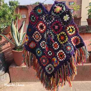 NEPAL handmade尼泊尔风情手工毛线披肩民族嬉皮保暖披风