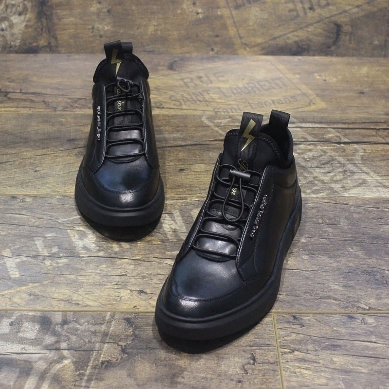 男士高帮波仔鞋潮流韩版真皮板鞋2020春款新款男鞋潮鞋运动休闲鞋