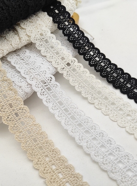 宽3.5公分镂空本黑白色穿孔织带棉线蕾丝花边洛丽塔服装辅料