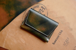 美国 HORWEEN 霍尔文马臀皮 擦色卡包 纯手工定制 车钥匙卡套