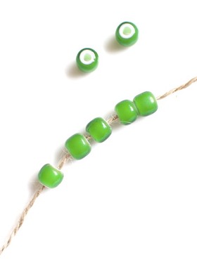 日本进口 19世纪捷克琉璃珠 手工白芯琉璃珠 绿色 约7.5mm