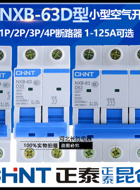正泰空气开关NXB-63小型断路器D型空开1P2P3P4P16A32A63ADZ47动力