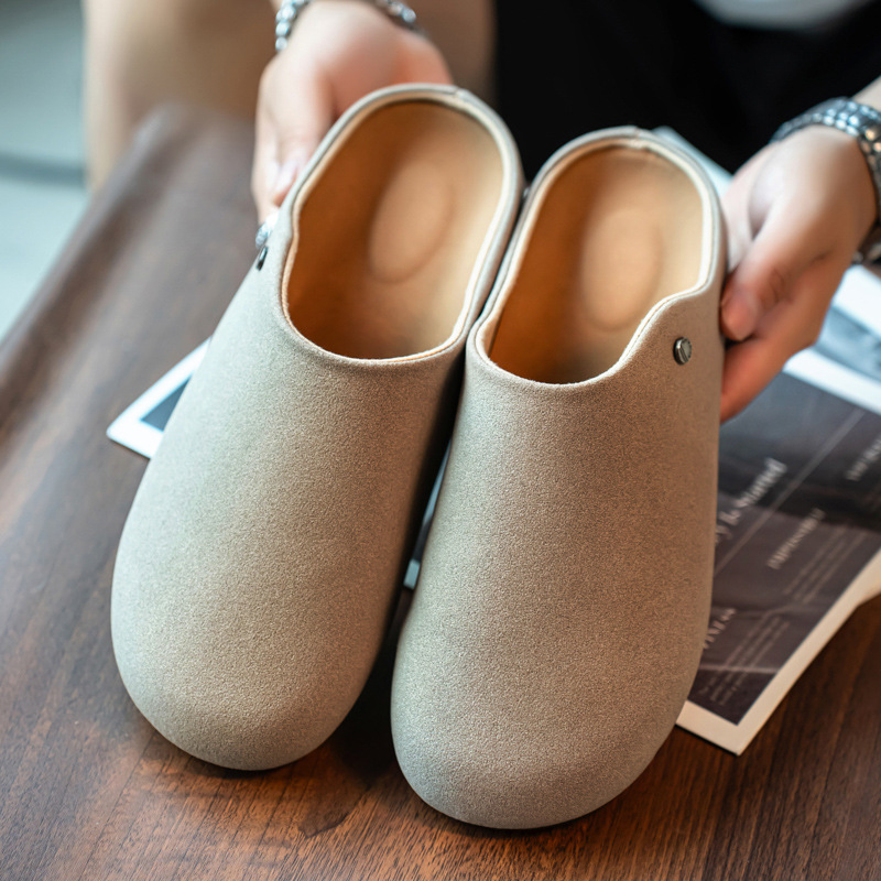 勃肯鞋半拖懒人包头鞋女男冬季加绒软底复古一脚蹬厚底博肯鞋大码