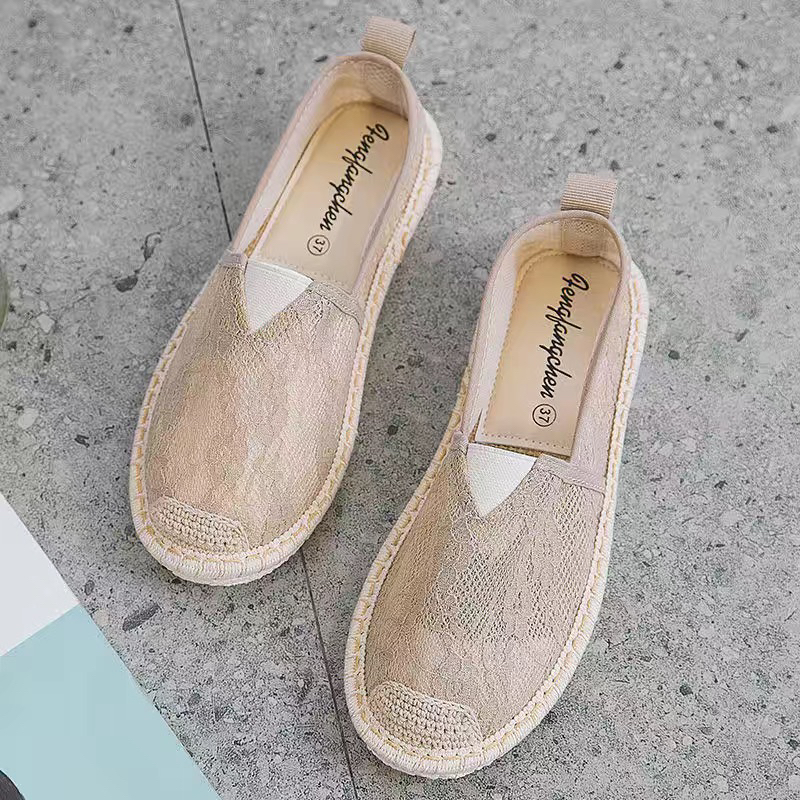 蕾丝渔夫鞋缕空网面布鞋女老北京