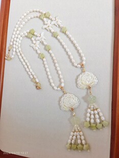 汉服软璎珞淡水珍珠蝶贝牡丹蝴蝶岫玉南方玉项链清新日常款lolita