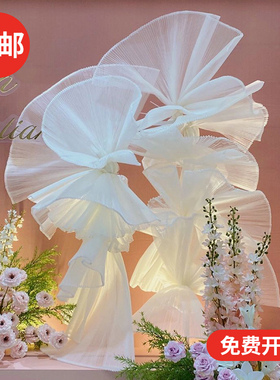 褶皱大风琴纱百褶硬网纱面料挺括造型手工diy婚礼装饰布置花艺纱