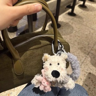可爱西高地包包挂件车载摆件防丢卡通潦草狗毛绒钥匙绳扣装饰