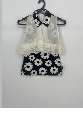 夏款 JOJ**久童装 撞色拼接翻领无袖连衣裙女童34299