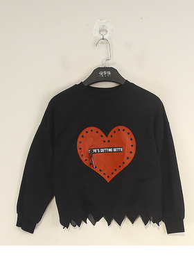 春秋款 JOJ**久童装 桃心图案休闲百搭T恤女中童 22148