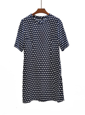 夏季款 高定重工 波点减龄中长款连衣裙短袖清新印花a字裙ML17313