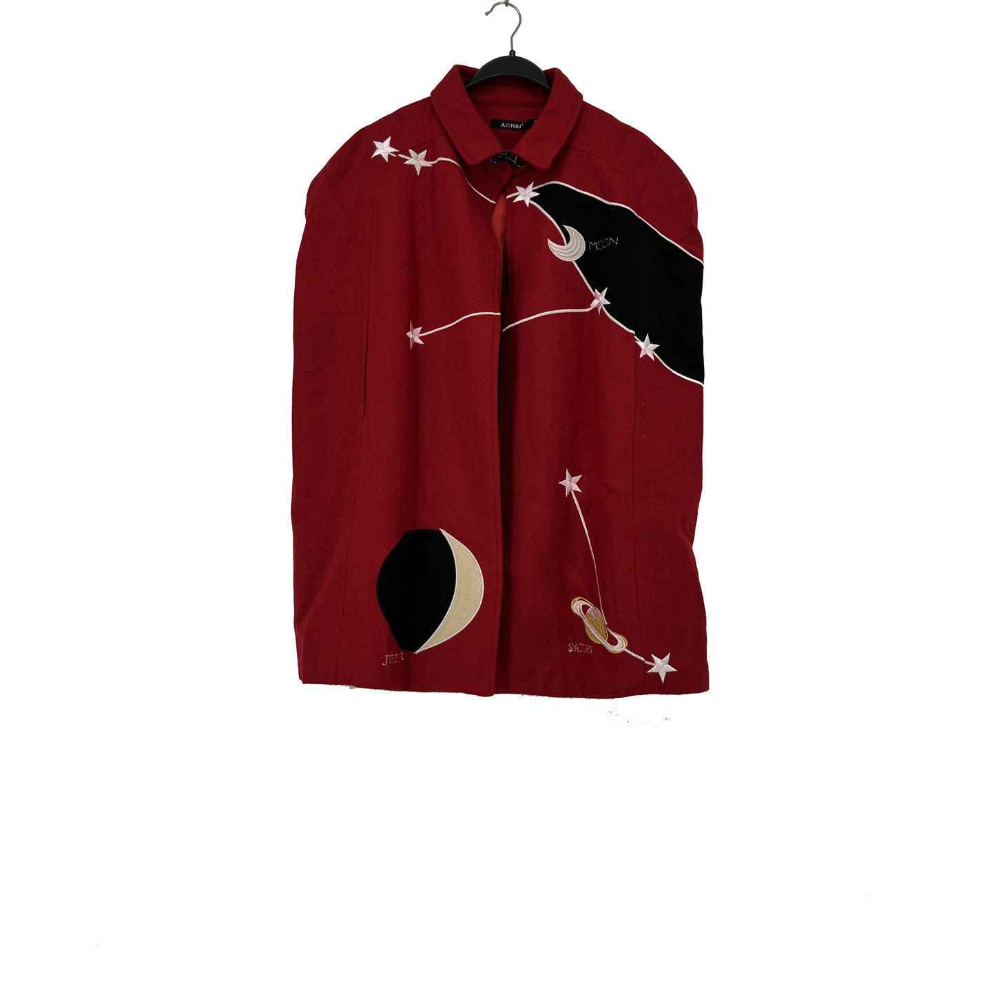 春秋款 撤柜品牌 奥*L 时尚精致刺绣无袖毛呢披风外套女1708