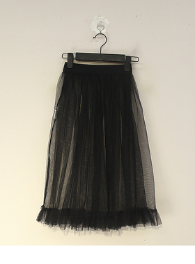 夏款 JOJ**久童装 松紧腰透视网纱百搭半身裙女 21186